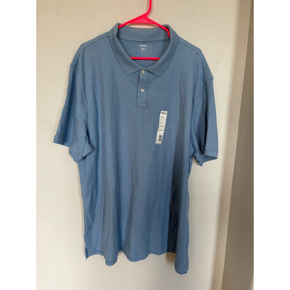 Sonoma Goods For Life Mens 3XLT Light Blue Essential Pique Polo Shirt NWT